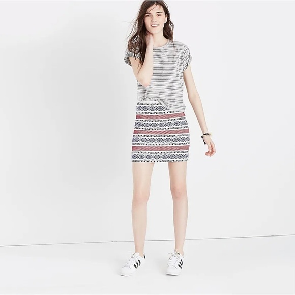 Madewell Jacquard Mini Skirt Aztec Eyelet Southwestern Stripe NWT Size 12 - Picture 3 of 9